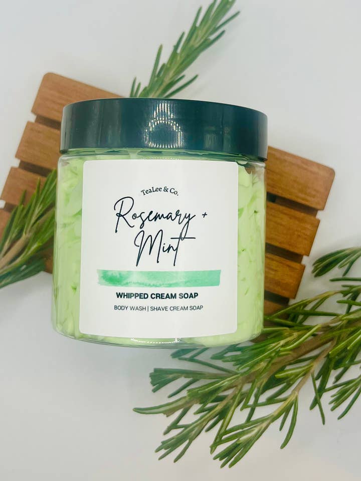 Large Rosemary + Mint Whipped Soap for wholesale by TeaLee & Co.
