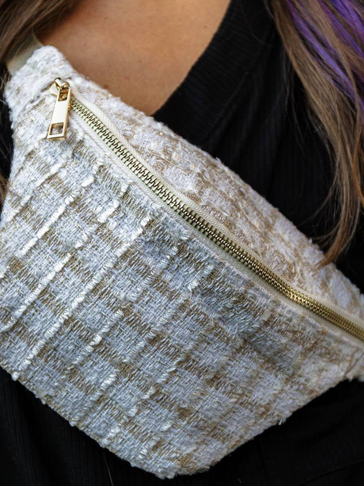 Marsupio medio in tweed neutro per la vendita all'ingrosso da parte di Lilybelle & Threads