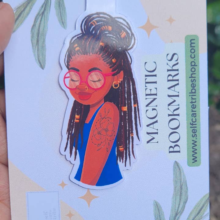 Locs and Glasses Girl Magnetic Bookmark for wholesale by Self Care Tribe