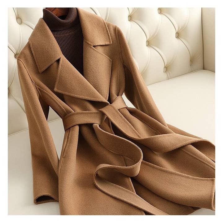 UZ Wholesale Store - Wholesale Coat - Women's - Solid Color Mid-Length Double-Faced Cashmere Coat