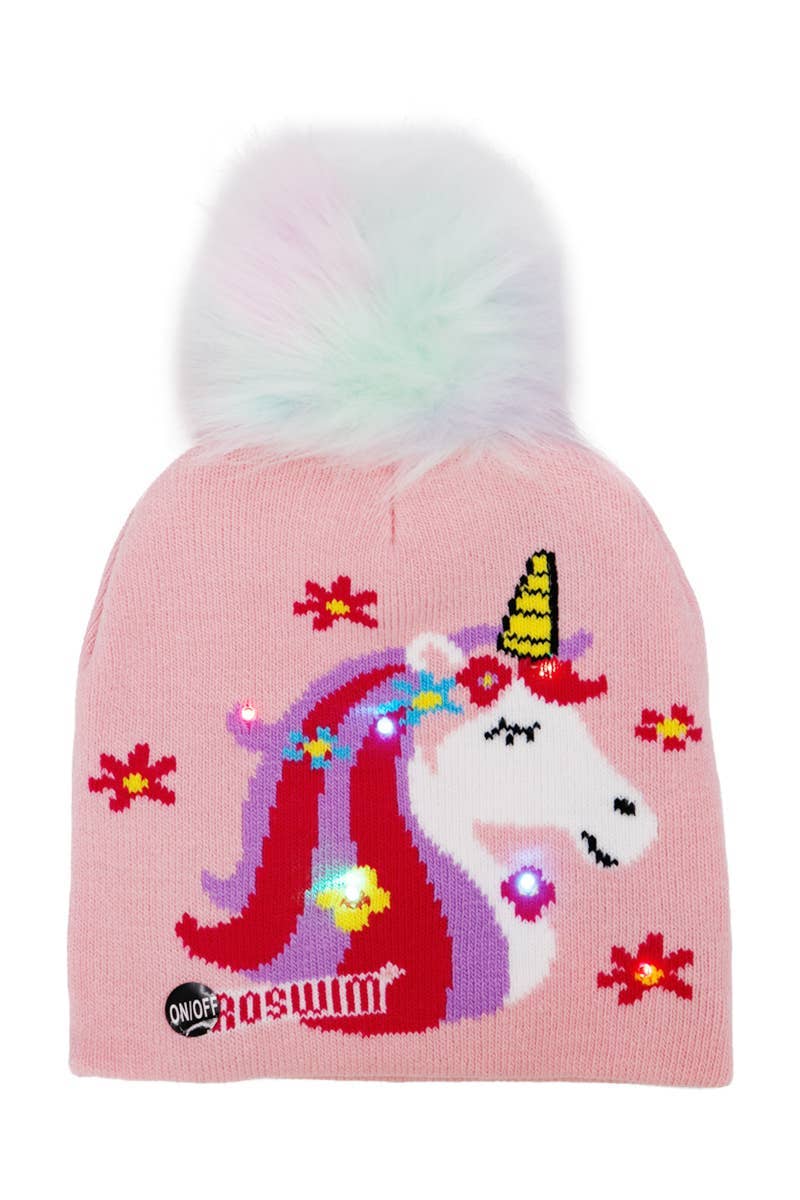 ASSORTED Little Girls Unicorn Led Light-up Short Beanie for wholesale on Faire4