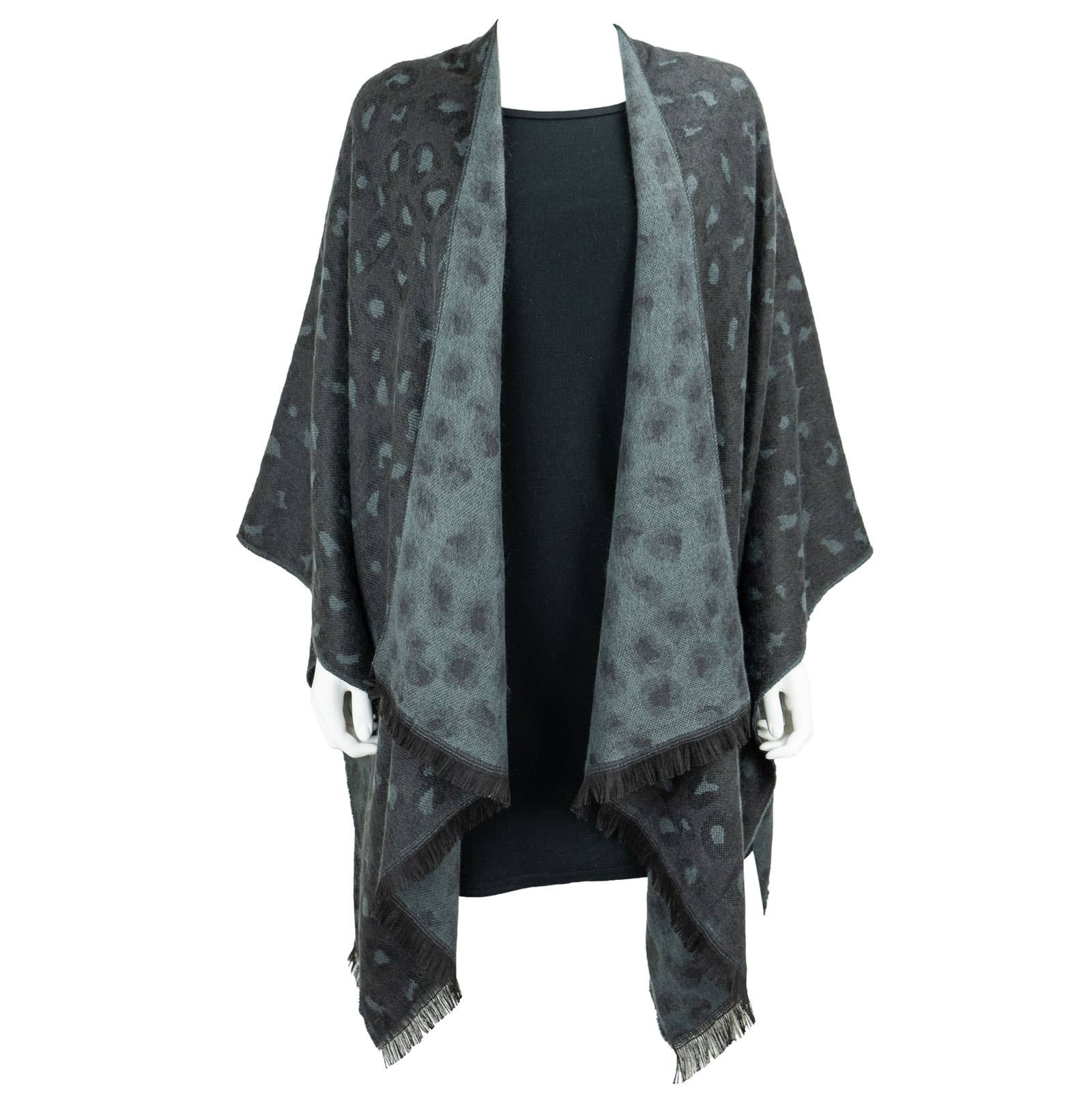 DM Merchandising - Wholesale Wrap - Women's - Britt's Knits Snow Leopard Wrap Open Stock2