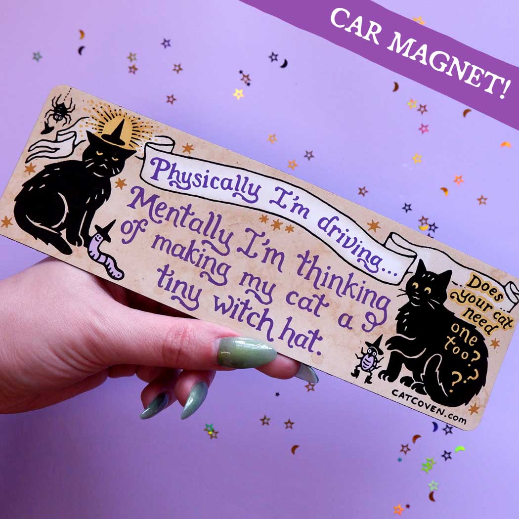 Cat Coven - Wholesale Magnet - Tiny Witch Hat - Car Magnet0