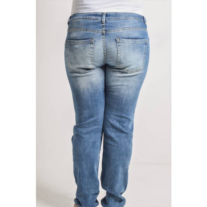 BFF Nikki Distressed Stretch Jeans (Curvy+) for wholesale by Smiffette