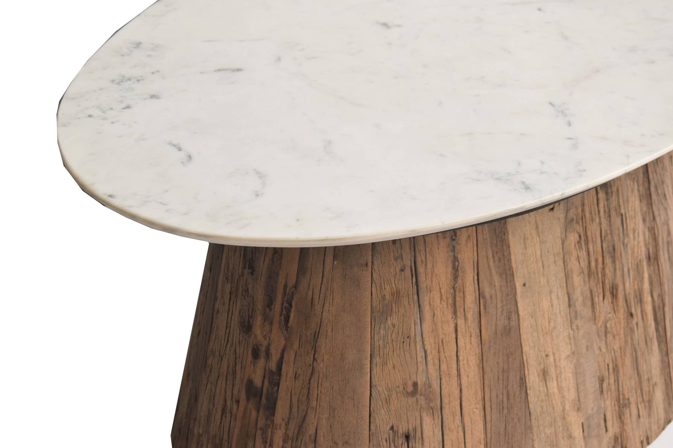 Oval Wood Coffee Table with Marble Top H 18" & Dia 28" for wholesale on Faire5
