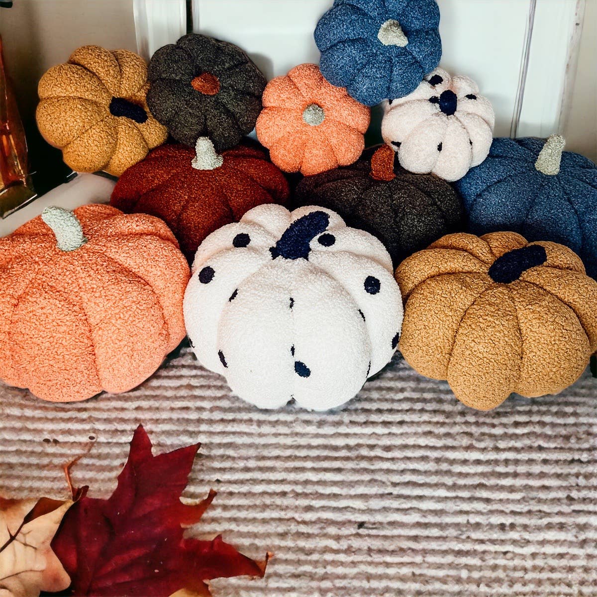 Gia Roma - Wholesale Decorative Tabletop Object - Neutral Fall + Halloween Home Decor, Cute Cotton Pumpkins BW17