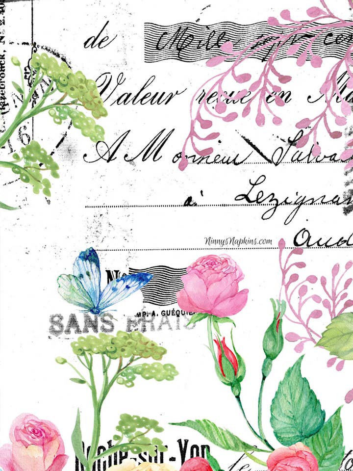 Ninny's Premium Rispapir til Decoupage A4 - Garden Glory V for engroshandel hos Ninnys Napkins