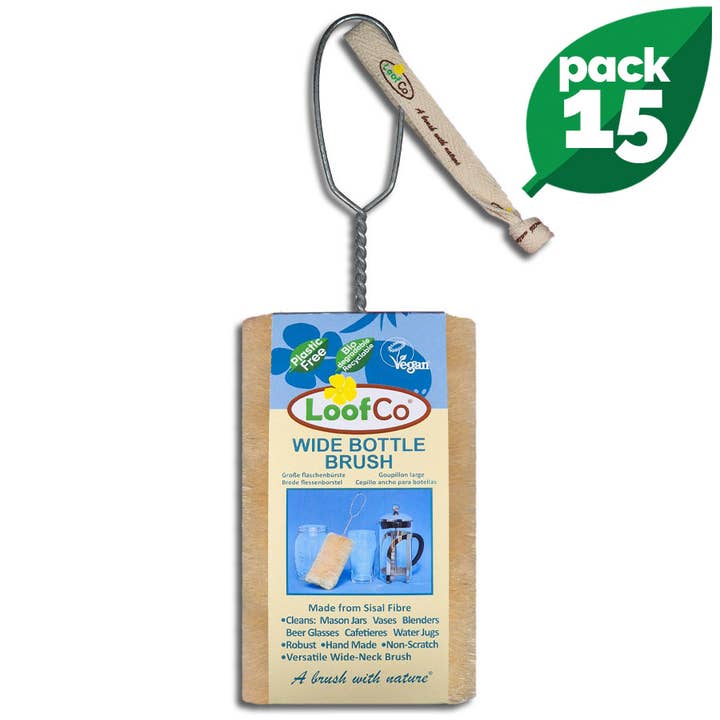 Wide Bottle Brush | BULK Box of 15 | 5% Discount | Cafetiere for wholesale by LoofCo - Loofahs & Coconut Brushes