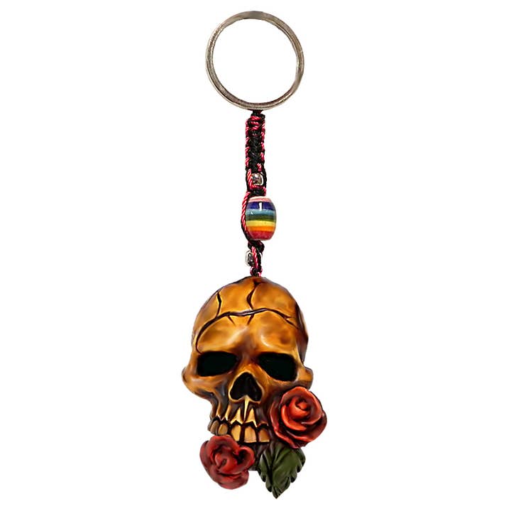 Rose Skull Gothic Durepox Resin Figurine Keychain for wholesale by Pichincha