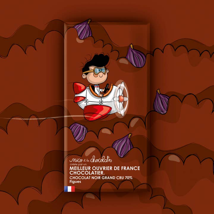 DARK CHOCOLATE GRAND CRU 70% & ORGANIC LERIDA FIG for wholesale by nico et les chocolats