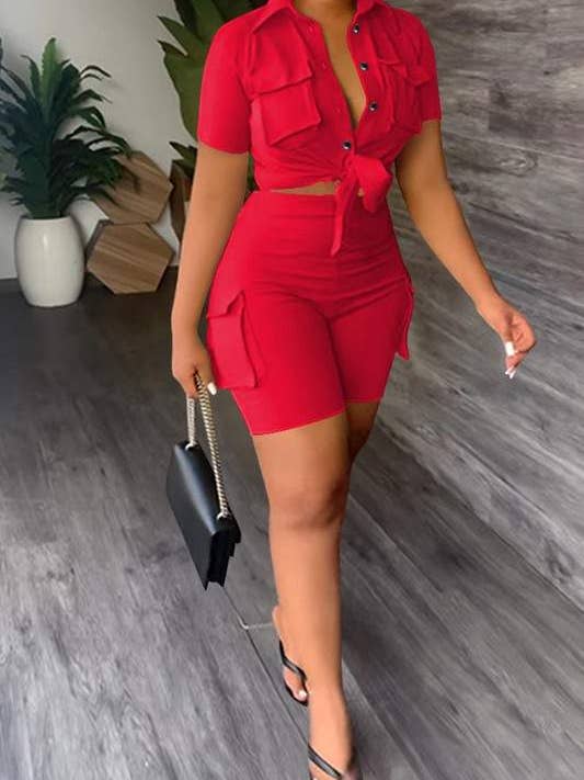 crop shirt and shorts set for wholesale by Queen Fashion