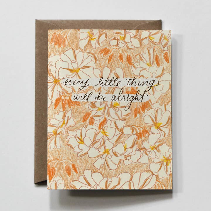 Will Be Alright | Biglietto di auguri di incoraggiamento floreale arancione per la vendita all'ingrosso da parte di everglow handmade