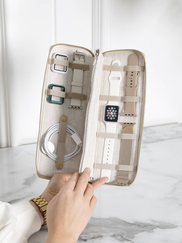 Oatmeal & Linen Watch Organiser for wholesale by Stackers