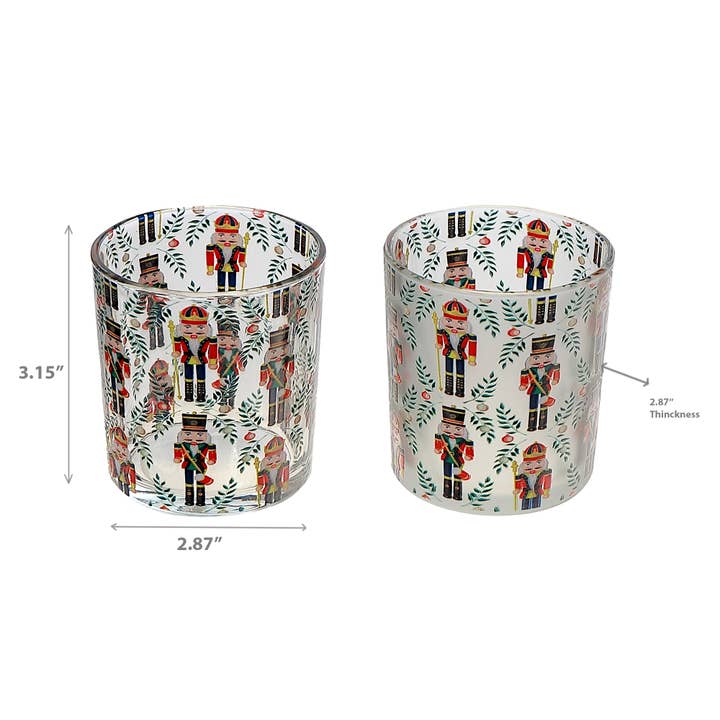 IH Casa Decor - Wholesale Candle Holder - GLASS TEALIGHT HOLDERS WITH DECAL (NUTCRACKER) (ASSTD)2