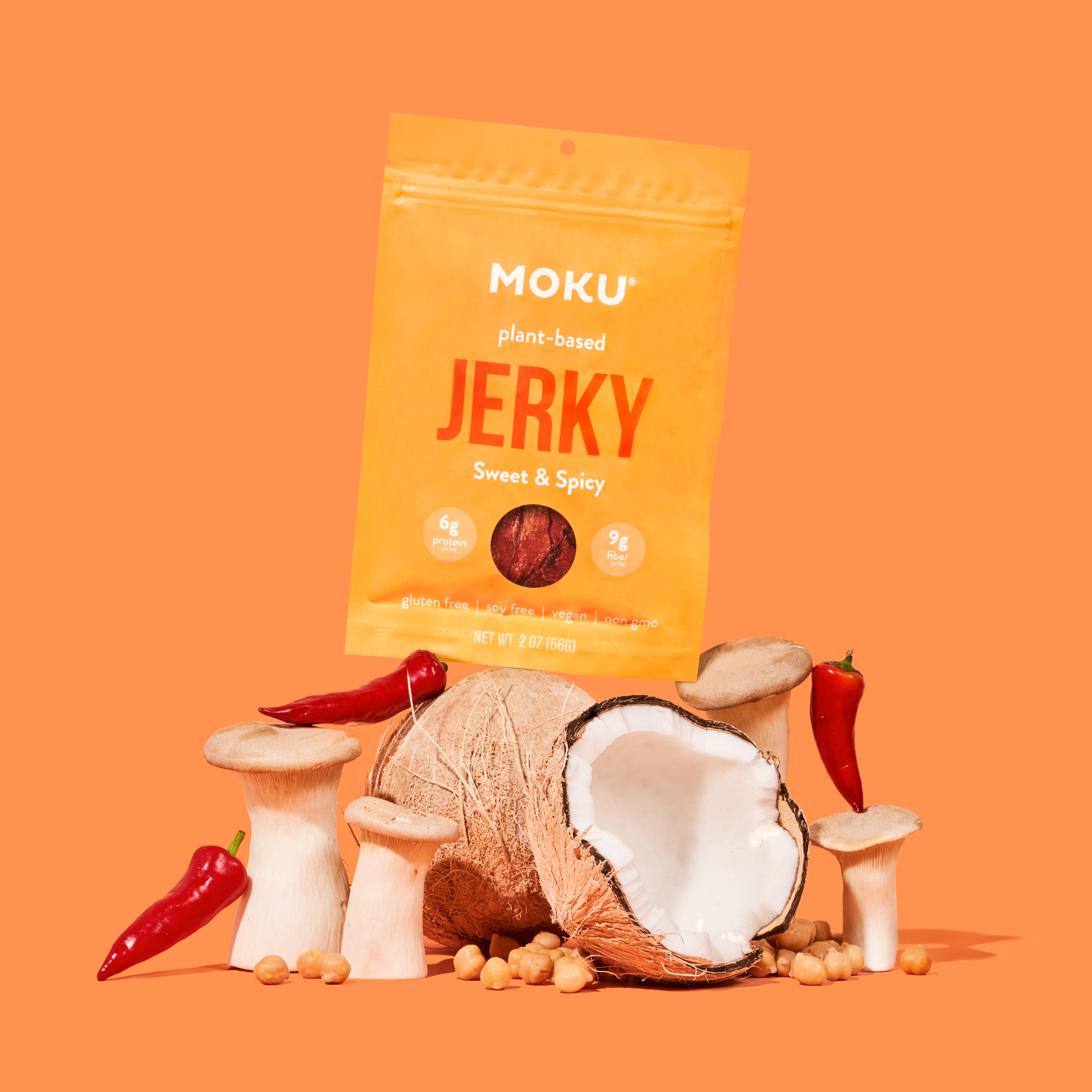 Moku Foods - Vendita all'ingrosso Carni essiccate - MOKU Jerky di Funghi, Dolce & Piccante, 2oz1