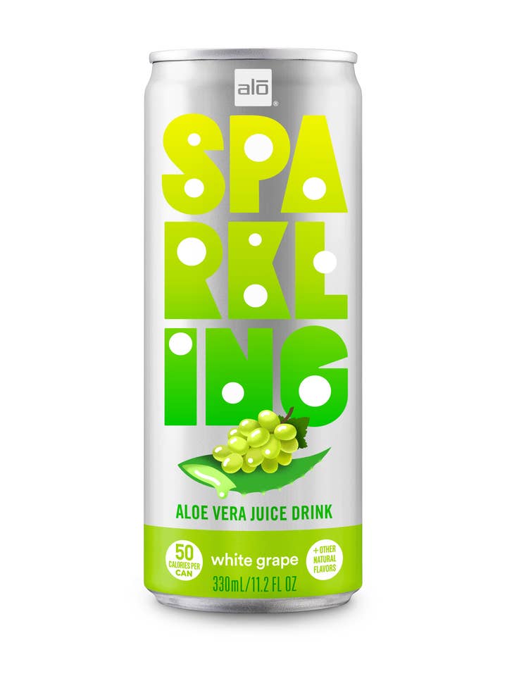ALO Boisson pétillante au jus d'aloe vera et raisin blanc | 330 ml, lot de 12 pour la vente par ALO drink