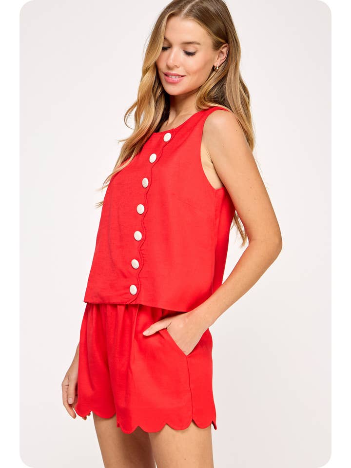 Strut & Bolt – wholesale Blouse – Women’s – Scallop Linen Sleeveless Top12