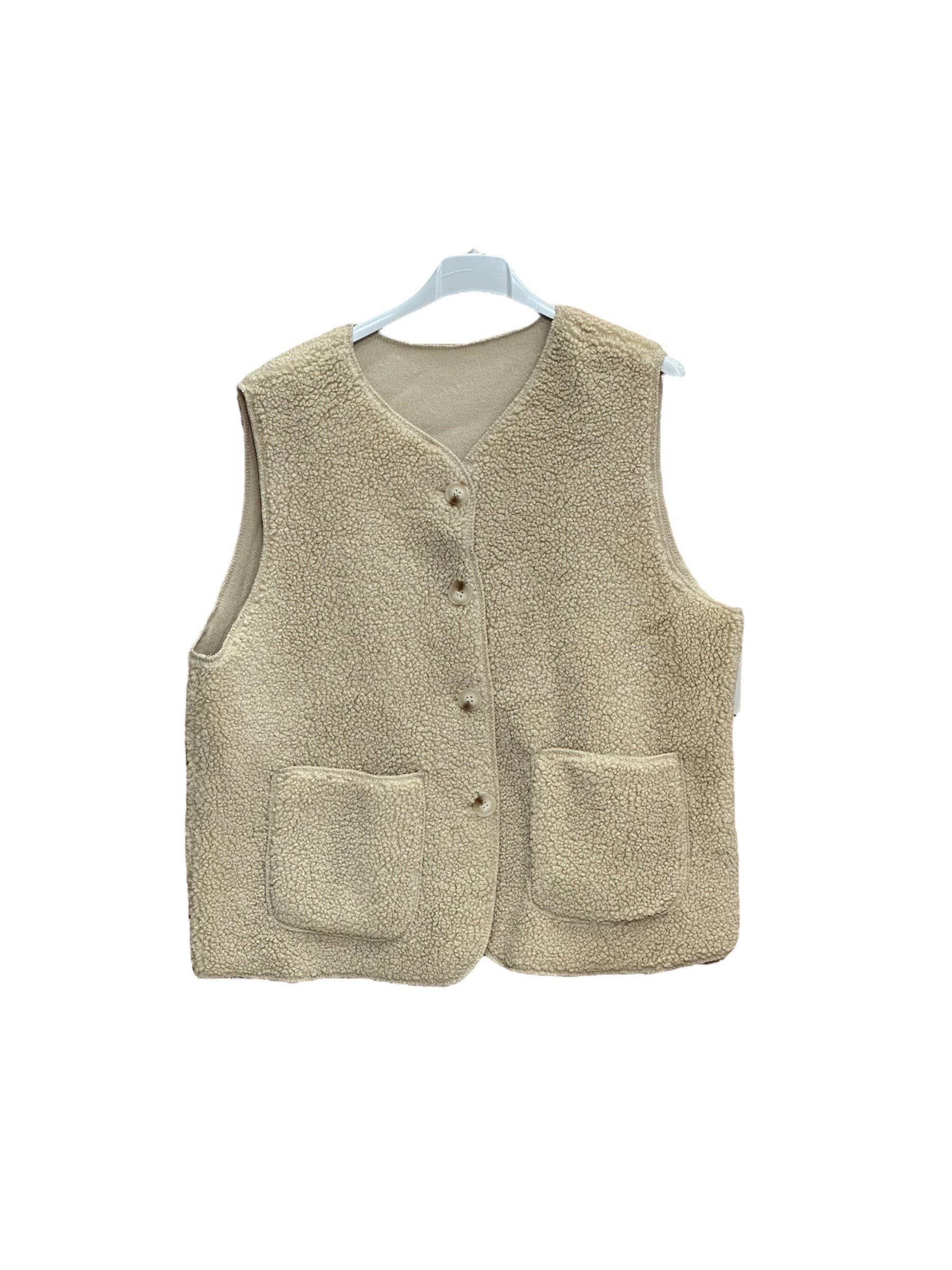 Moonsun - Venta al por mayor Chaleco de abrigo - Mujer - Chaleco sin mangas de piel de oveja con botones11