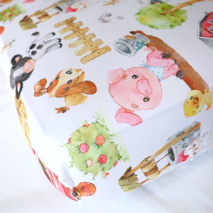 Standard Size Fitted Crib Sheet - Farm Animals for wholesale by Honey Lemonade- Minky Baby Blankets and Gifts