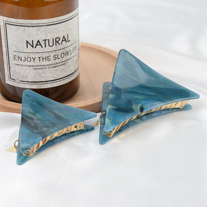 Green Emerald Triangle Acetate Hair Claw Clip,Eco-Friendly for wholesale on Faire