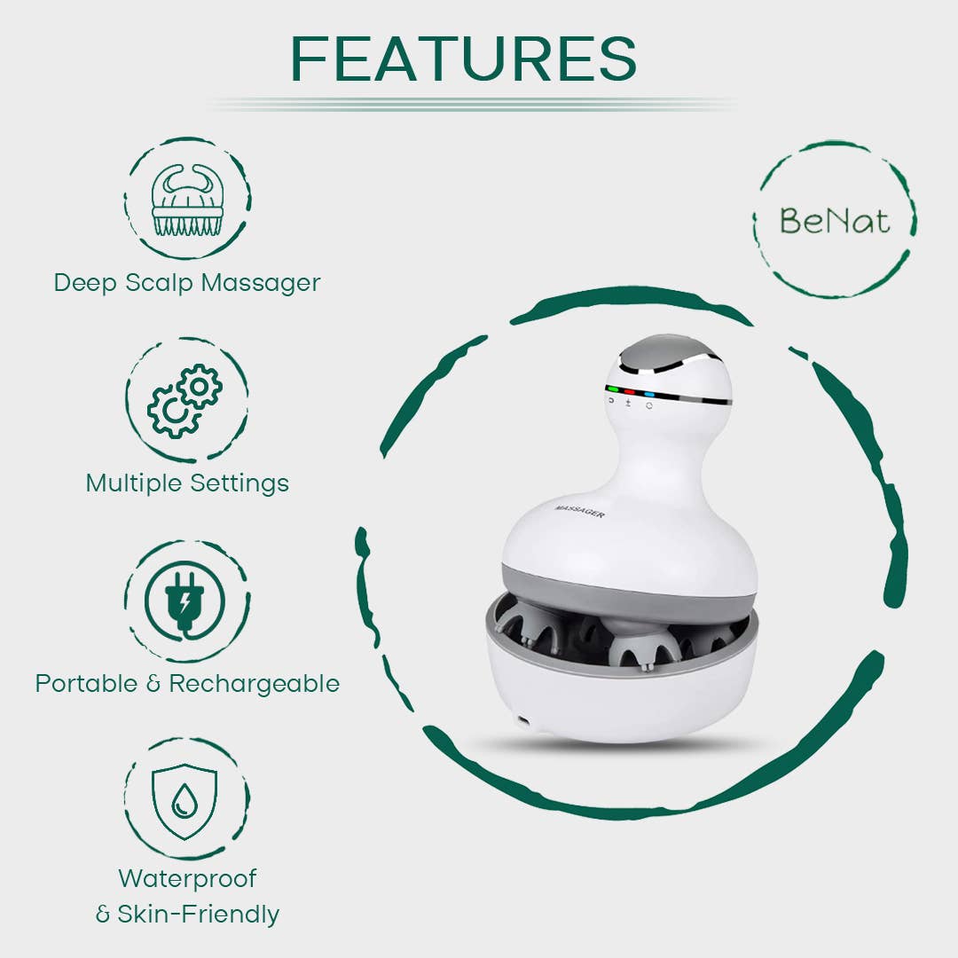 BeNat - Vendita all'ingrosso Grattatesta/Massaggiatori da testa - Massaggiatore Elettrico Intelligente per Cuoio Capelluto5
