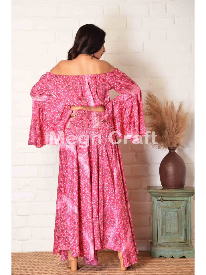 Meghcraft - Wholesale Top & pants set (NOT Loungewear) – Women's - Silk Wide Leg Pant with Bell Sleeve Top Set Women4