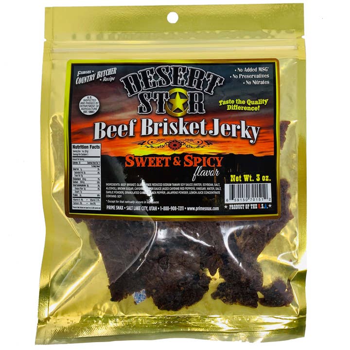 Cow Crack Wholesale - Wholesale Jerky - Desert Star Beef Brisket Sweet & Spicy 3 OZ
