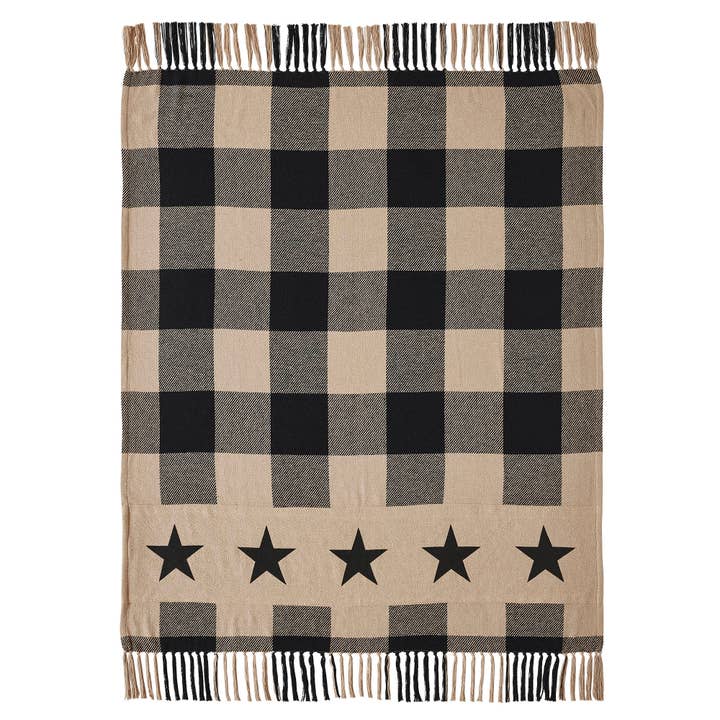 VHC Brands - Wholesale Throw Blanket - Black Check Star Woven Throw 50x601