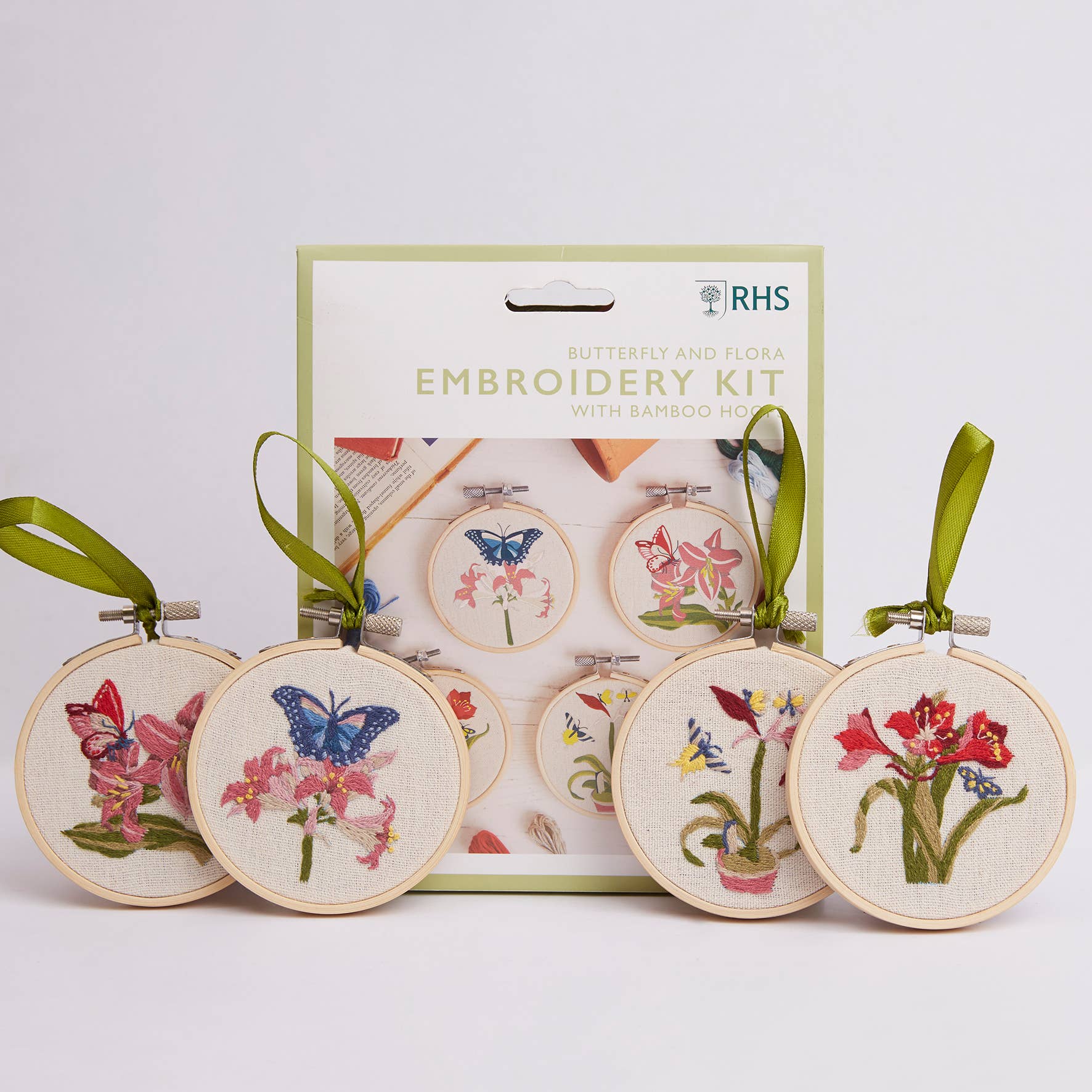 West Design Products - Wholesale Embroidery/Cross Stitch Supplies - RHS Embroidery Hoop Decoration Kit, 4 Pack Butterfly & Flora4