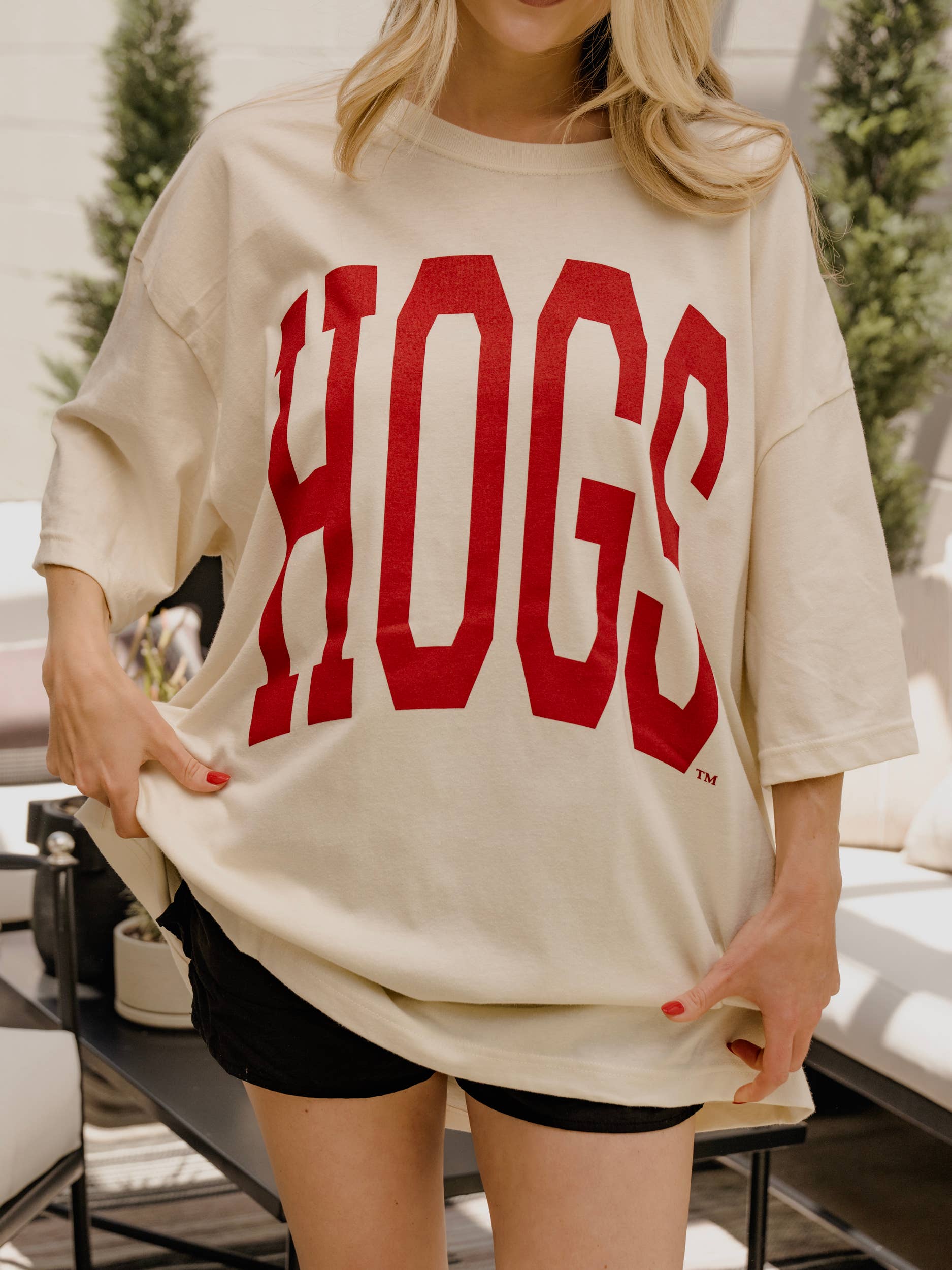 LivyLu - Vente T-shirt à imprimés – femme - T-shirt Arkansas Razorbacks Hogs Tall Boy blanc cassé taille unique6