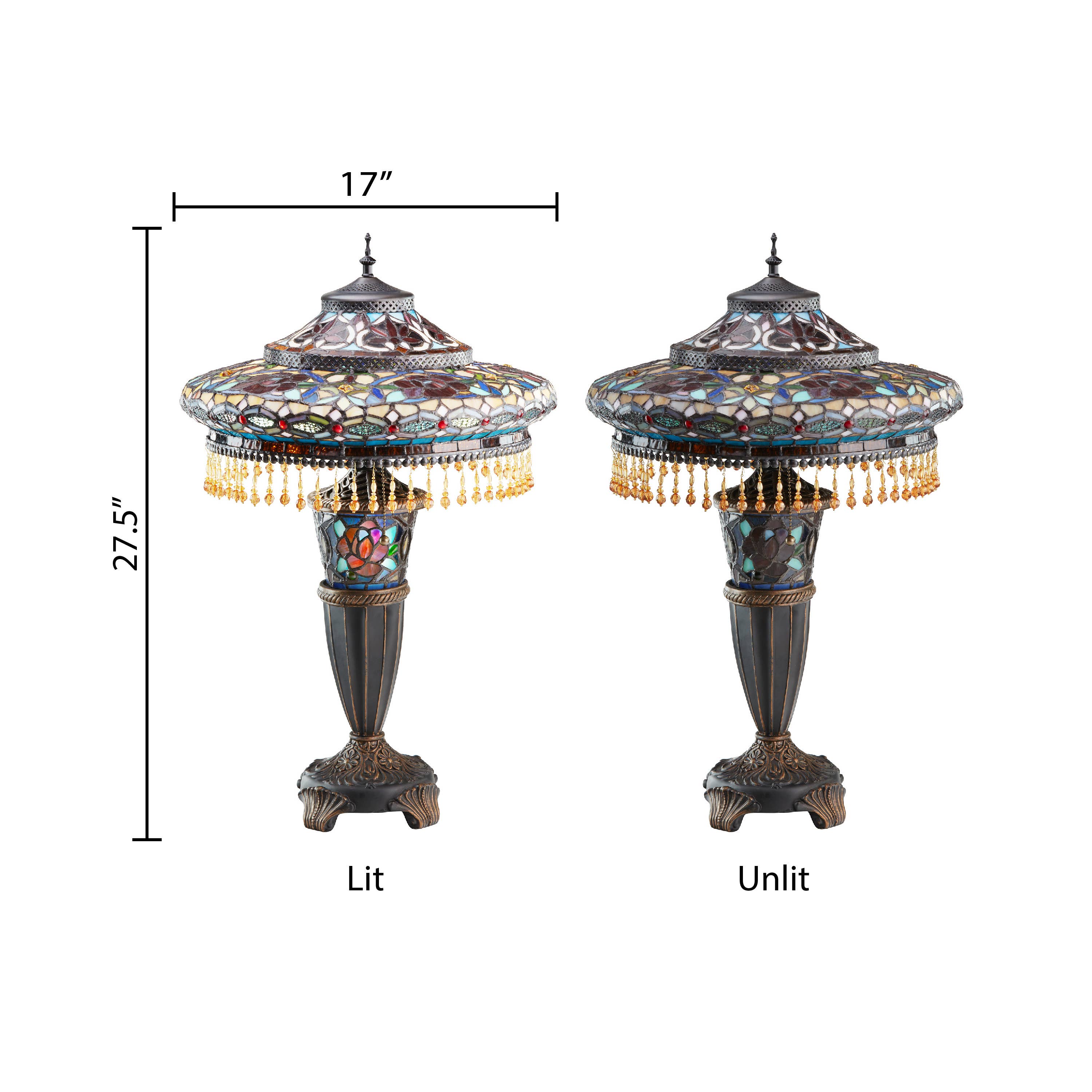 River of Goods - Wholesale Accent/Desk Lamp - 27.5"H Parisian Antique Bell Shade Stained Glass Table Lamp2