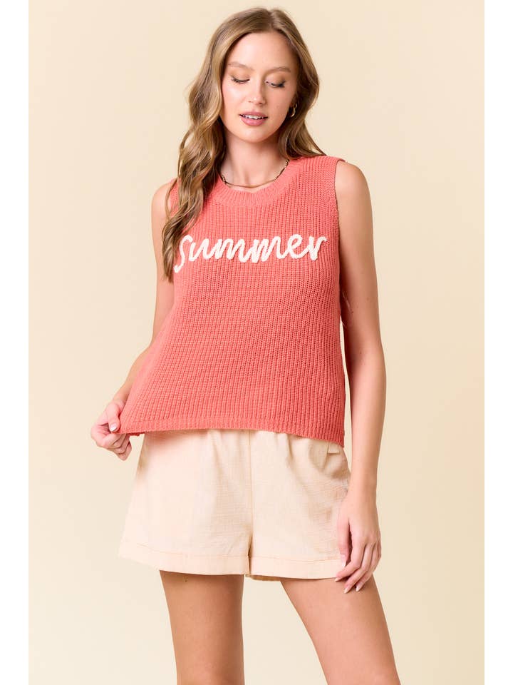 Doe and Rae - Wholesale Knit Sweater - Women's - ROUND NECK SUMMER SWEATER TANK TOP - 44943T-1