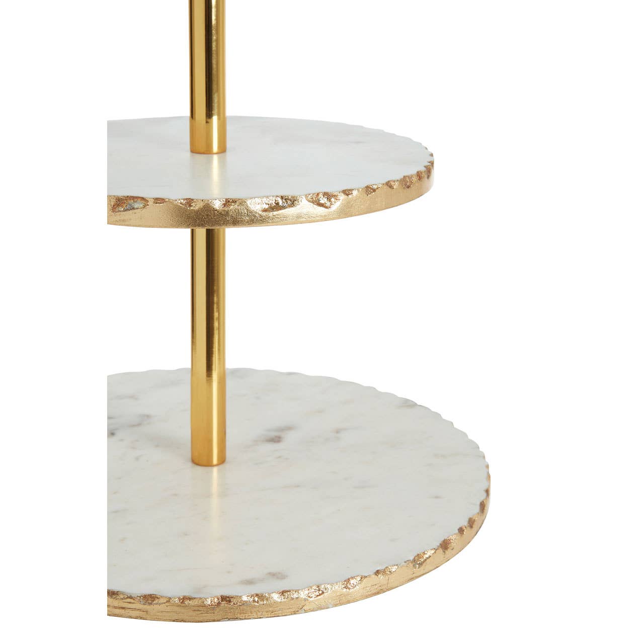Interiors by Premier – wholesale Cake stand – 2 Tier White Marble / Gold Finish Cake Stand2
