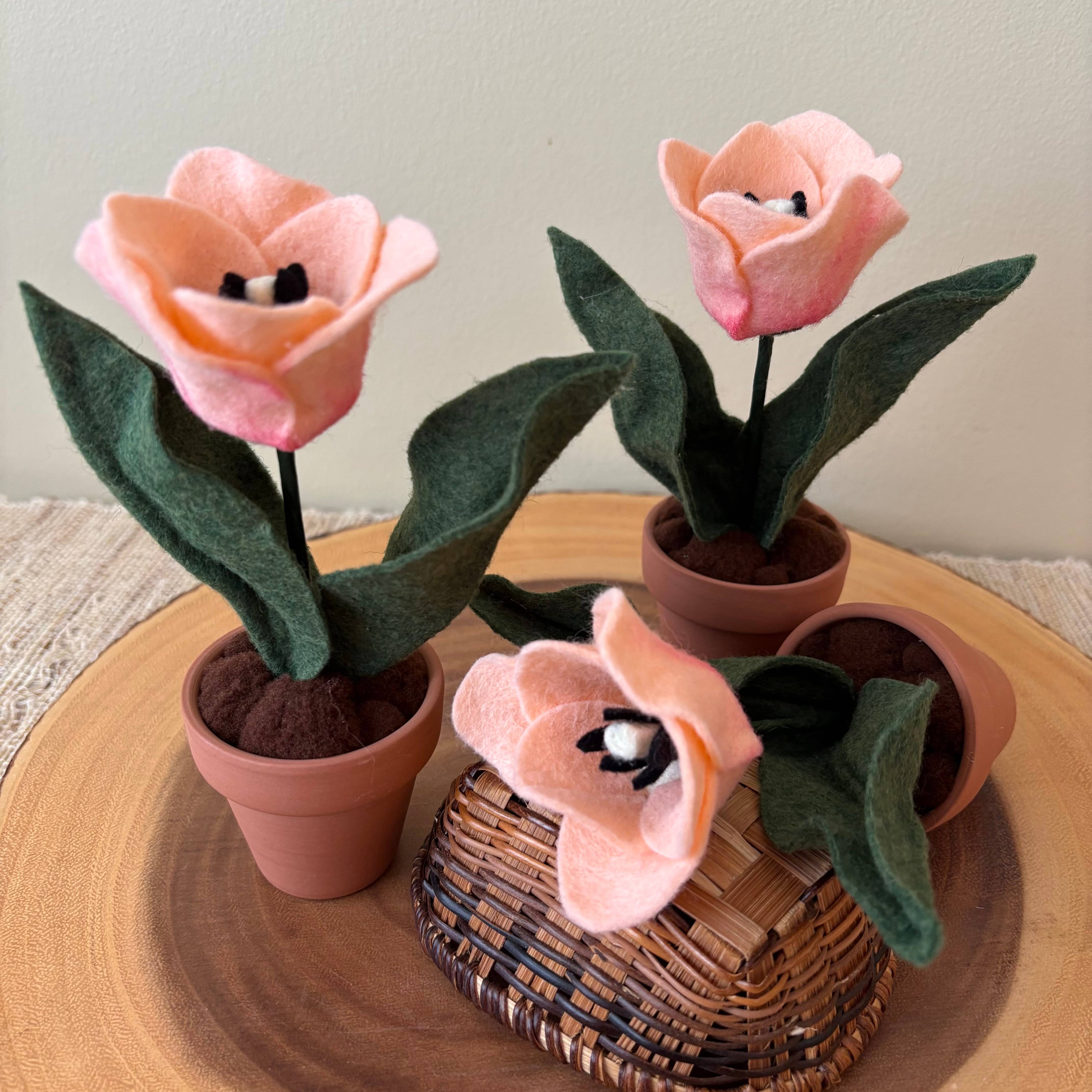 ForgetBKnot - Wholesale Artificial Flowers - Handmade Forever Felt Potted Tulip3
