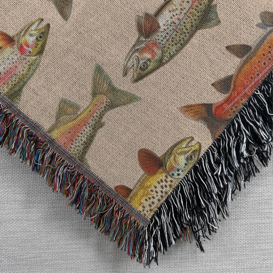 KreationswithKLG - Wholesale Throw Blanket - Lake House Woven Blanket, Rainbow Trout, Great Lakes3