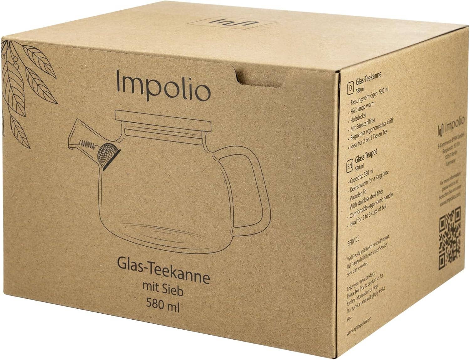 Biomatea - Wholesale Tea Pot - Glass teapot with strainer insert & wooden lid 580ml5