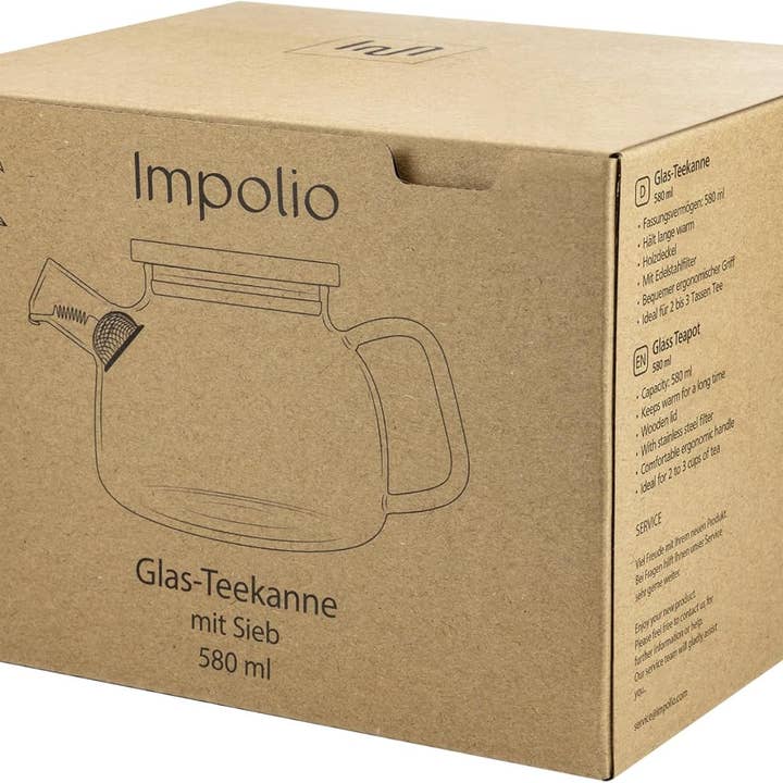 Biomatea - Wholesale Tea Pot - Glass teapot with strainer insert & wooden lid 580ml5