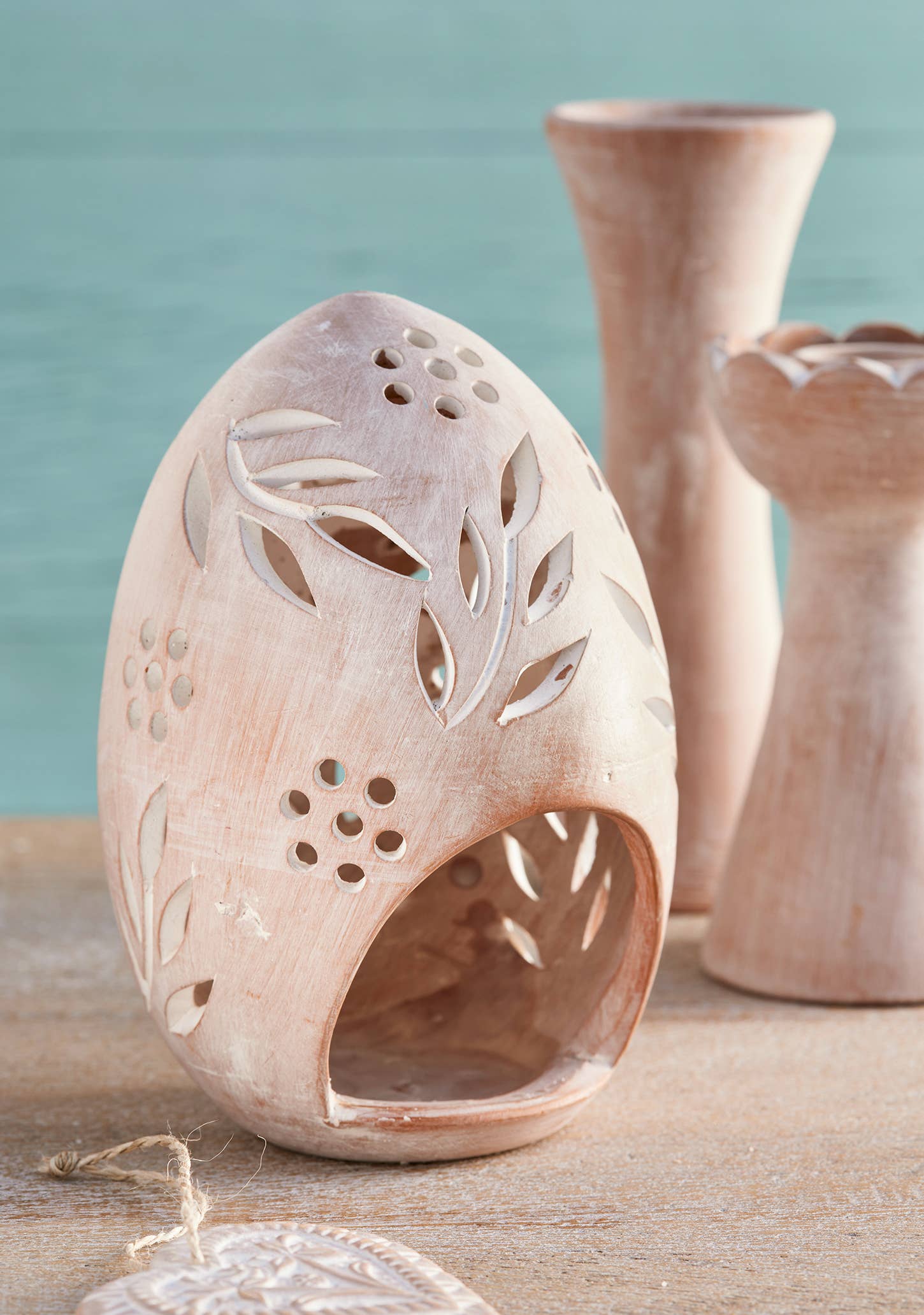 Namaste – Engroshandel Lyseholder – Terracotta æg fyrfadsstage lanterne2