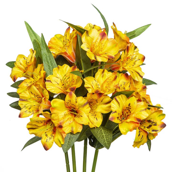 Grand Verde - Wholesale Artificial Flowers - Alstroemeria Silk Flowers Peruvian Lilies Bouquet, 4pcs7