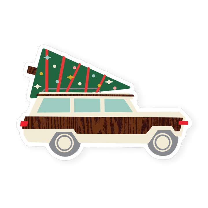 Woodie Wagon Christmas Tree Sticker for wholesale by Hideaway House Studio