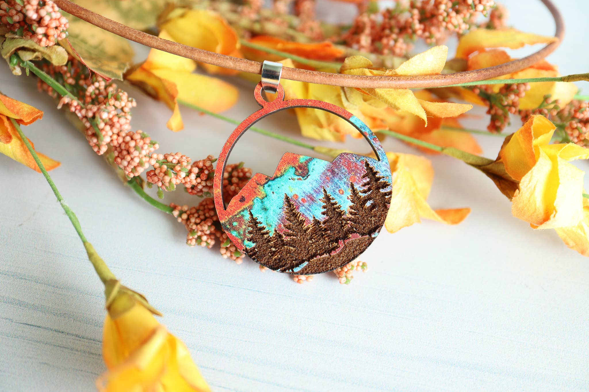 Nine Mile Creative - Wholesale Pendant/Charm Necklace - Copper Mountain Wood Pendant Adjustable Necklace8