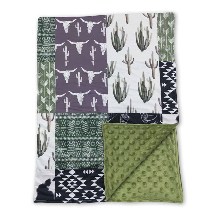 Yawoo Garments - Wholesale Bedding Blanket - Kids & Baby - Bull skull cactus aztec patchwork baby kids western blankets