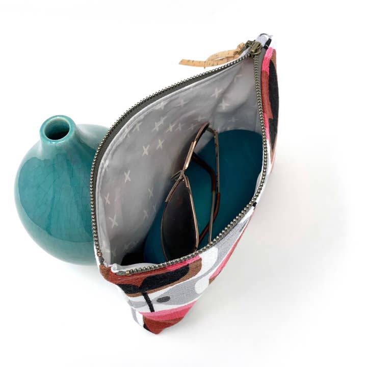 mmb by hand - Vente Pochette – femme - Pochette zippée fine bio Geo Floral Pink5