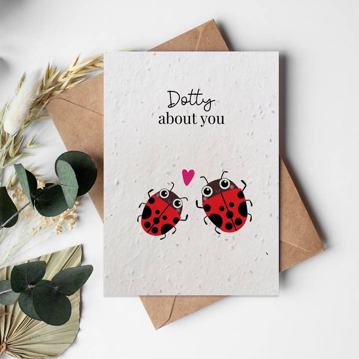 A6 Seed Paper gratulationskort - buggar - dotty om dig för wholesale av Little Green Paper Shop