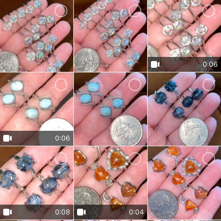 Moon River Designs - Wholesale Jewelry Set - Silver Plated Adjustable Rings Assorted Rings Bulk Lot13