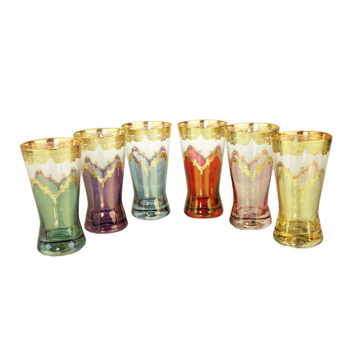 13 Os. tumblers blandade färger 24K guld konstverk- uppsättning av 6 för wholesale av CLASSIC TOUCH DECOR INC.