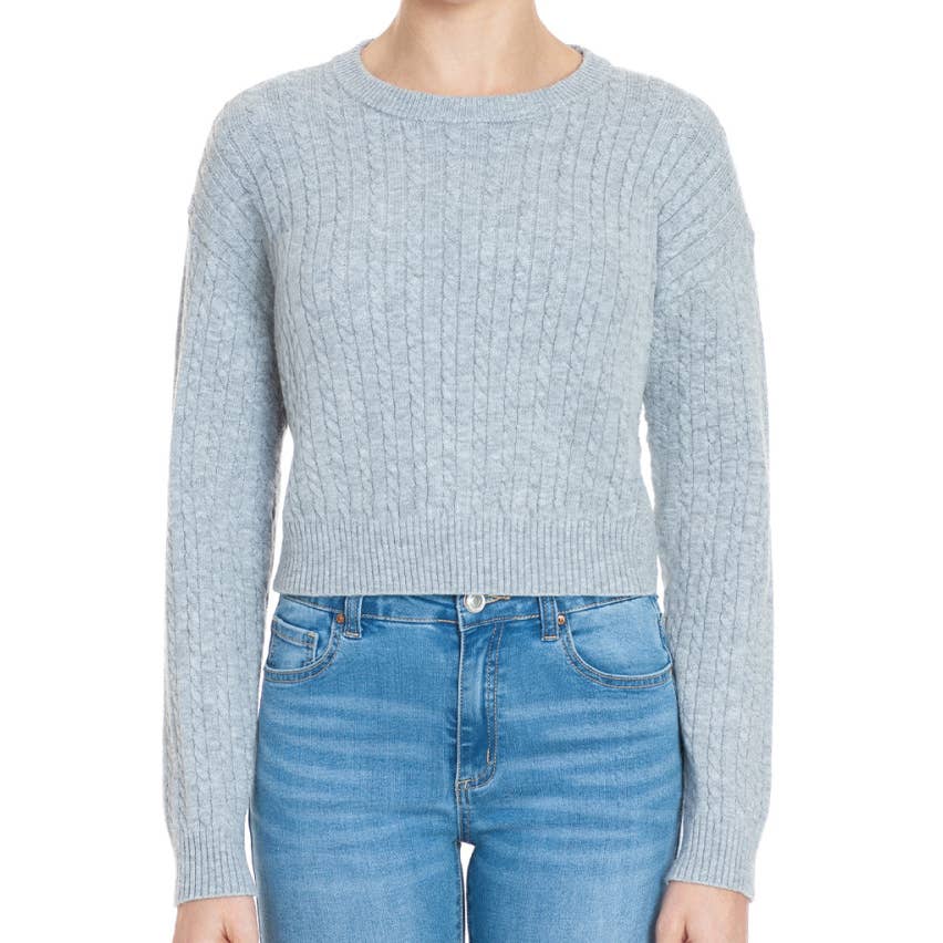 FREEZIA - Wholesale Knit Sweater - Women's - CABLE KNIT CROP SWEATER-F755461