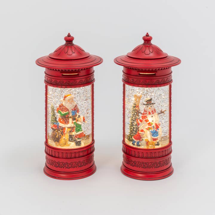The Gerson Companies - Wholesale Christmas Decoration - 10.3"H B/O Lighted Spinning Water Globe w/ Santa & Snowman,