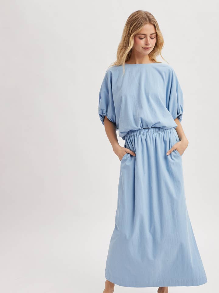 COTTON BUBBLE KNIT TOP AND SKIRT SET / WL25-11608 for wholesale by Wishlist Apparel