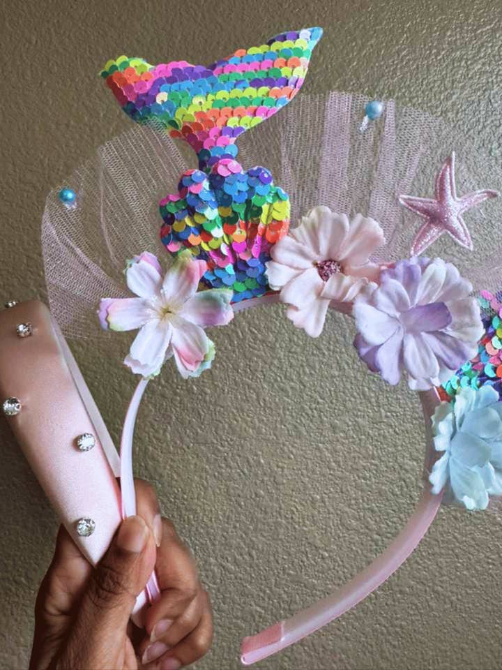 Coral Mermaid & Rhinestone Peach Headband Set-W for wholesale by Swaary